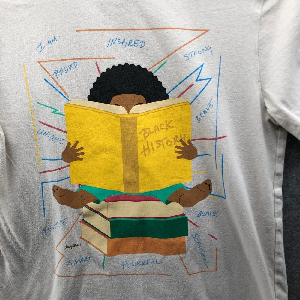 Gap Black History Graphic T Shirt Kids L (10)‎ Short Sleeve Ivory Organic Cotton